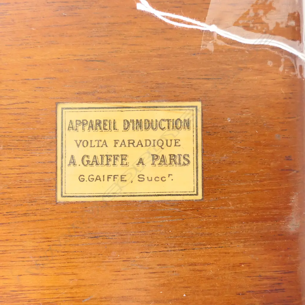 ELECTROTHERAPY DEVICE (APPREIL D'INDUCTION VOLTA FARADIQUE) by A GAIFFE, PARIS, IN MAHOG BOX. Image 1++